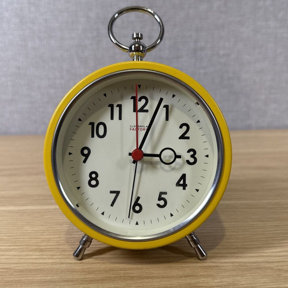 Cloudnola Factory Metal Alarm Clock Ochre Yellow Silent Non Ticking Working